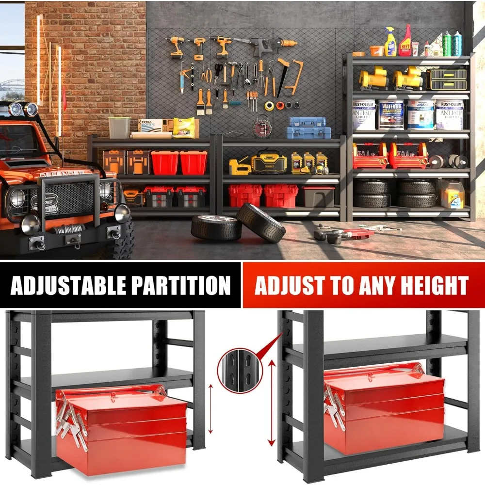 78" H Garage Shelving Heavy Duty Storage Shelves Adjustable 5 Tier Metal Shelves for Garage Warehouse Basement 4
