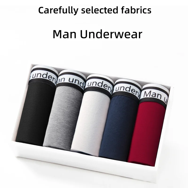 1/4pcs Men Underwear Boxers Cotton Panties Breathable Solid Boxershorts Male Mid Waist Underpants Trend Man Shorts Homme Shorts 3