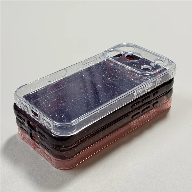 Glitter Clear Shockproof Case with Transparent Lens Protection and Airbag Technology