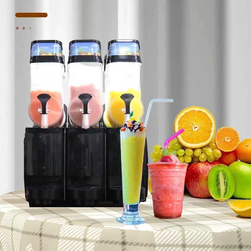 

3 Tanks Electric Snow Mud Making Machine Juice Dispenser Cold Drinks Maker Stainless Steel Snow Melting Machine