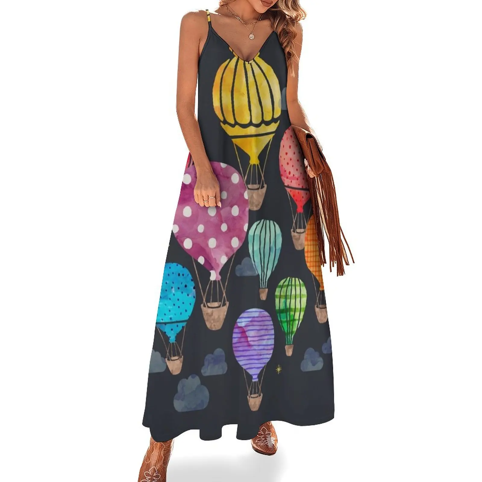 

Hot Air Balloon Night Sleeveless Dress long sleeve dresses Women's summer suit