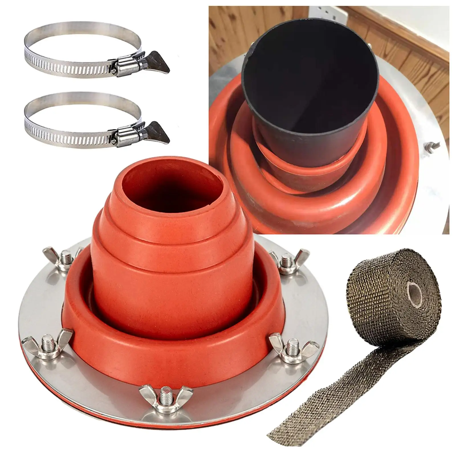 

Tent Roof Stove Jack Tent Accessory Fire Resistant High Temp Wood Stove Tube Outdoor Camping for Wood Burner Yurt Bell Tent