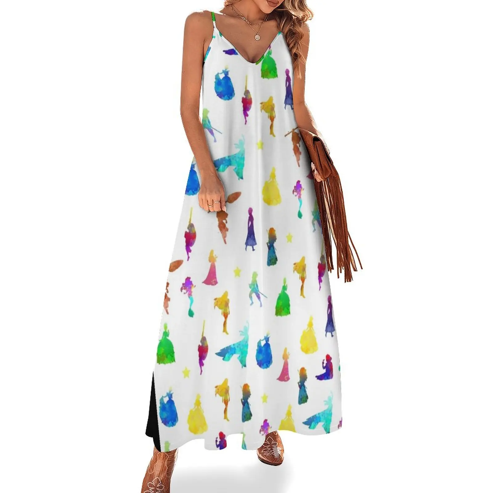 

Princesses Pattern Inspired Silhouette Sleeveless Dress clothing women summer 2024 women's clothing summer 2024 novelties