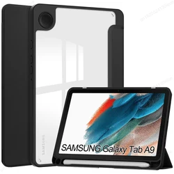 Clear Acrylic Tablet Case with Pencil Holder and Transparent Back Cover for A9 8.7 inch (Black)