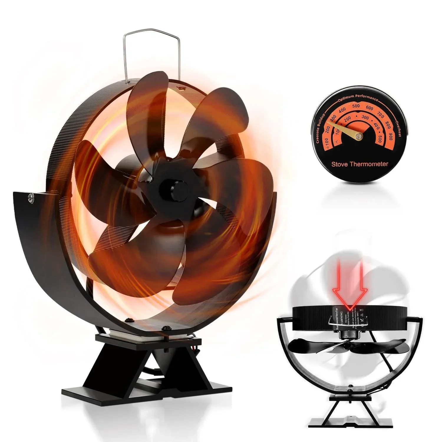 6 Blades Stove Fan Fireplace Heat Powered Log 360&deg; Rotating Wood Burner Ecofan Quiet Fan Home Winter Warm Heat Distribution