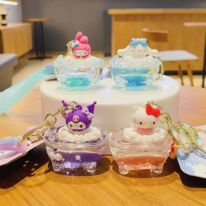

Kawaii Sanrio Cartoon Hellokittys Kuromi Bubble Bath Doll Keychain Exquisite Car Key Pendant Metal Lettering Pendant Couple Gift