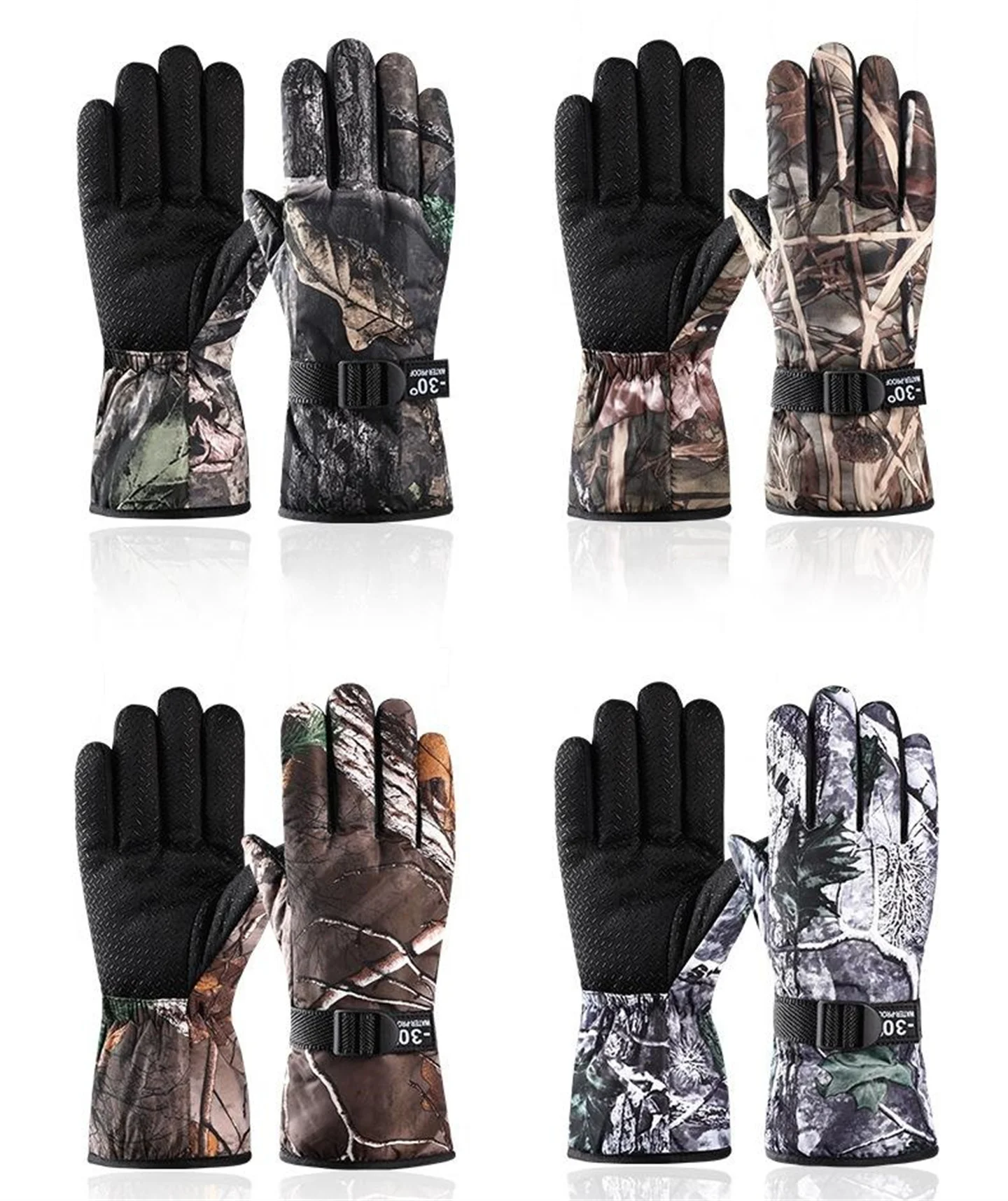 Camouflage Hunting Gloves Men Women Winter Thermal Fleece Fishing Skiing Gloves Outdoor Cycling Motorcycle Waterproof