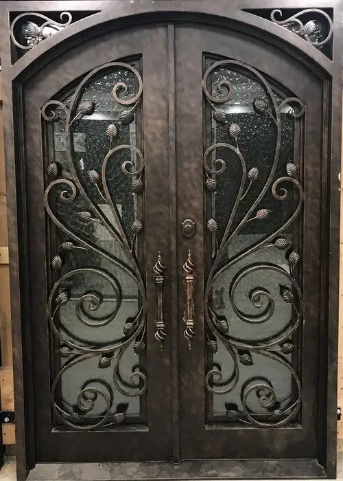 Iron Door Customised Size Luxury Exterior Main Entry Wrought New Grill Designs WIth Glass for Home
