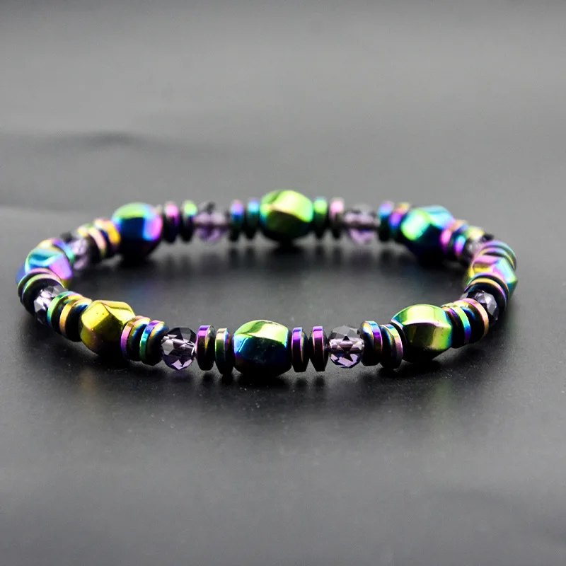 Магнитный браслет для мужчин и женщин, эластичный браслет ручной работы с бусинами, Модная бижутерия в подарок, цвет черный