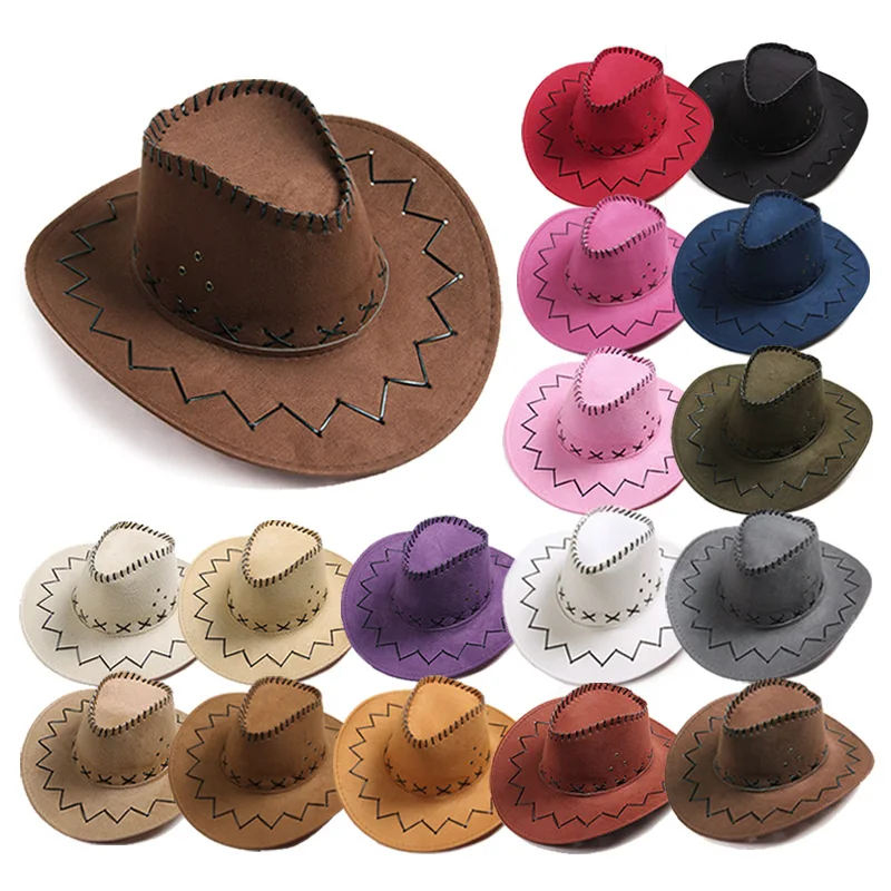 

Western Cowboy Hat Summer Sunscreen Hat European and American Style Retro Large Brimmed Sun Hat Beach Carnival Party Decor Prop