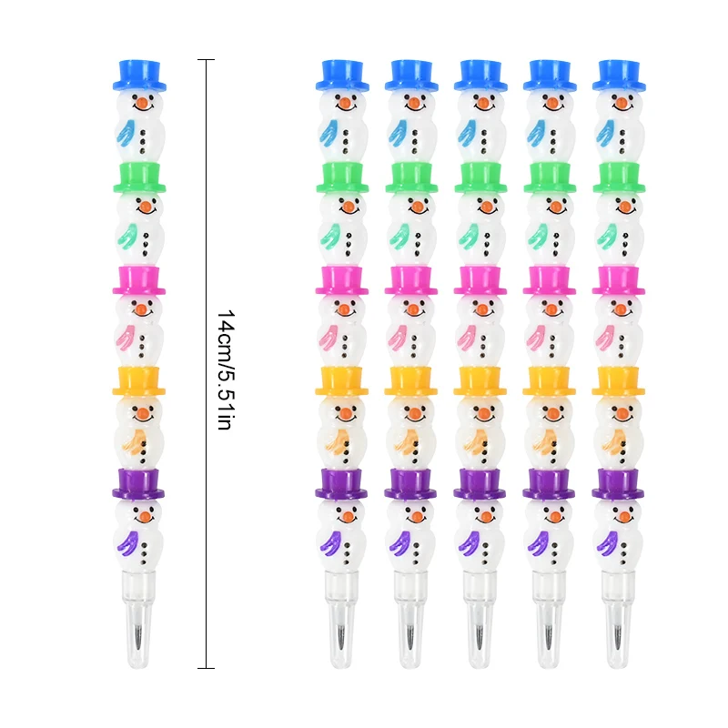 5/10Pcs Christmas Snowman Gingerbread Man Stackable Block Pencil Kids Birthday Party Favors Xmas New Year School Stationery Gift
