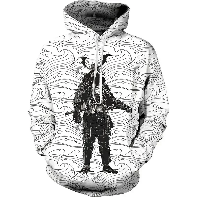 thumbnail image 1 of Sudadera con capucha con estampado gráfico de máscara fantasma para hombre, sudadera con estampado 3D de samurái japonés, sudadera informal, sudaderas holgadas, camisetas de manga larga, 1 of 5
