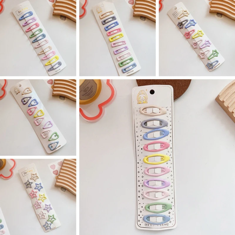 Children Baby Girls Fashion Multicolour Geometric Stars Ornament Hair Clips 10 Pcs/Set Kids Girl Sweet Hairpins Hair Accessories