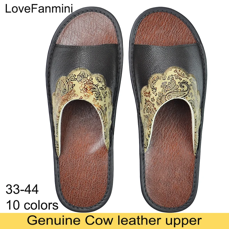 Genuine Leather House Slippers Man Men Slippers F Genuine Leather