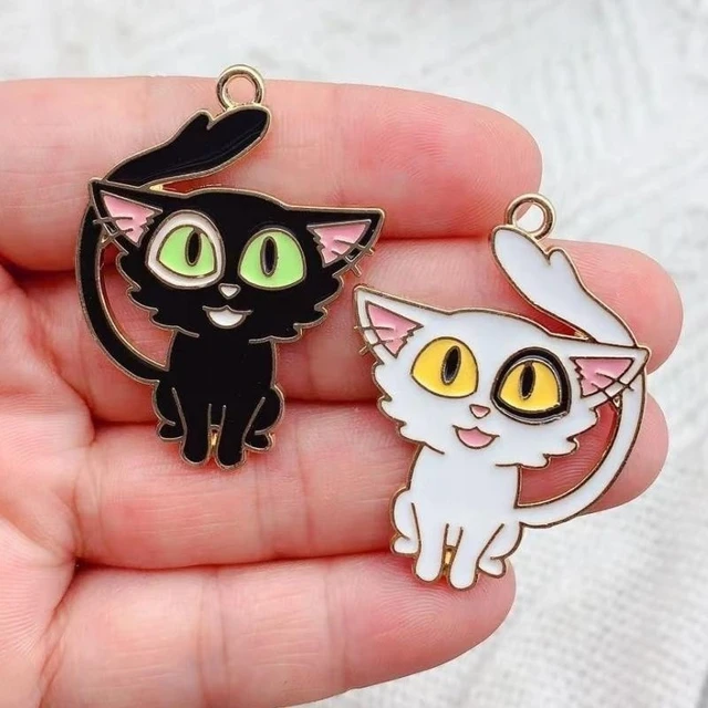 10pcs/lot Cartoon Animal Charms for Jewelry Making Enamel Cat Charms  Pendants for Necklaces Earrings DIY Keychains Accessories