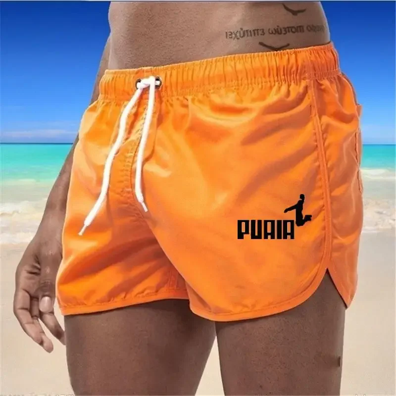 

Men's 2024 Summer Printed Beach Shorts Solid Color Swimsuit Quick Dry Holiday Shorts Casual Hawaii