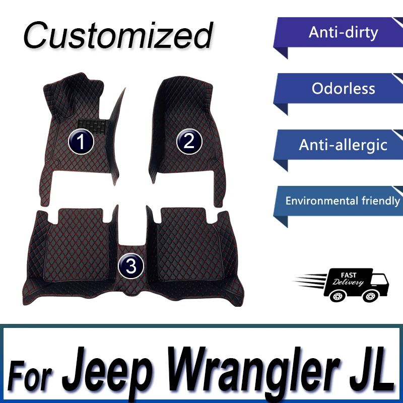 

Автомобильные коврики для Jeep Wrangler JL 4 door 2021 2020 2019 2018, декоративные защитные аксессуары, водонепроницаемые коврики