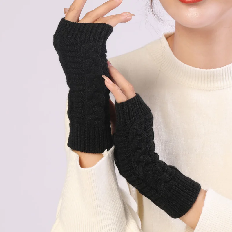 Sports half finger gloves winter gloves for women unisex soft warm wool knitting