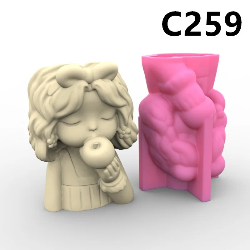 

Apple Girl Flower Pot Ashtray Pen Holder Silicone Mold Scented Molds For Gypsum and Concrete Stone Carving Art Ornaments Making