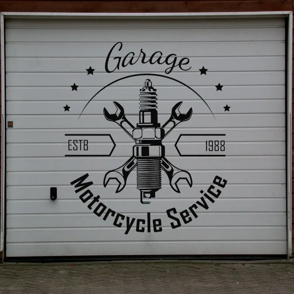 Garage Motor Service Silhouette Wall Sticker Servizio Motore Garage Officina Decalcomania Wall Art Decor Strumento Meccanico Business Sy1411