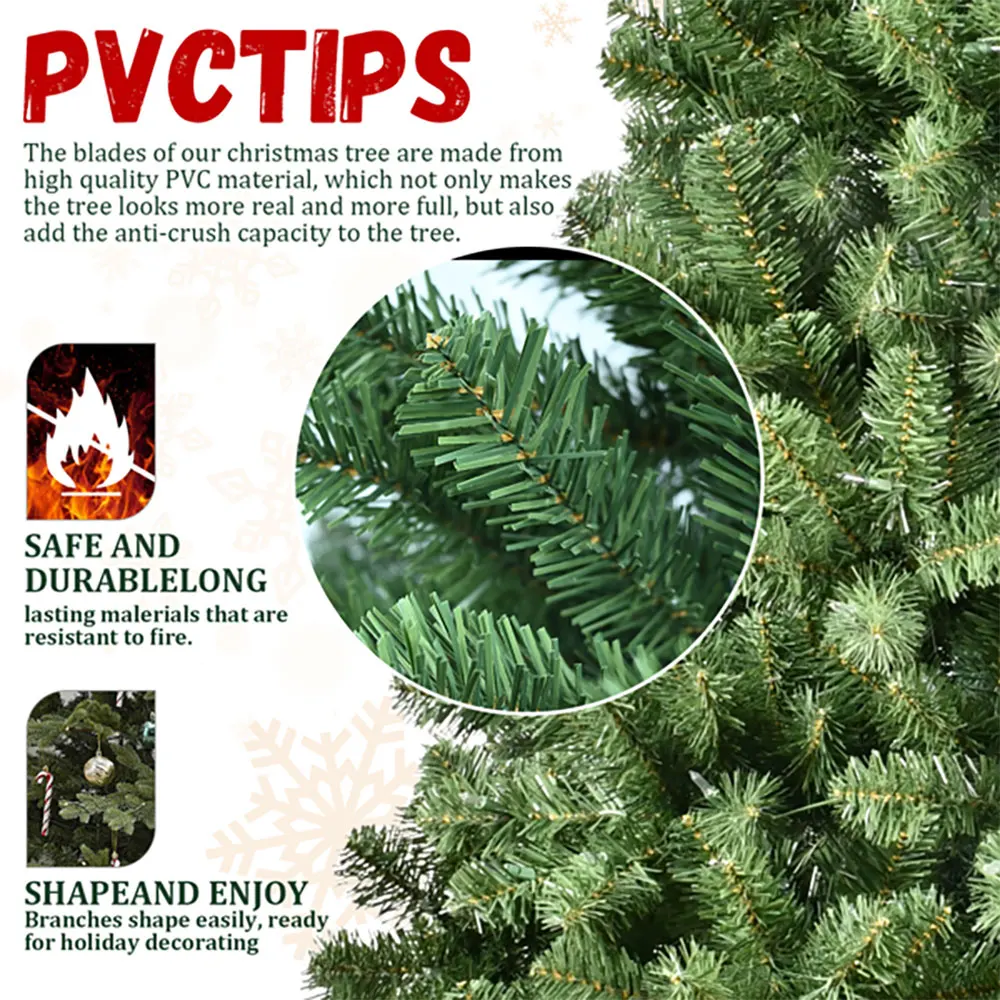 5FT Artificial Christmas Tree with LED Lights – 551 PVC Branch Tips, Foldable Metal Stand, Indoor Holiday Decoration