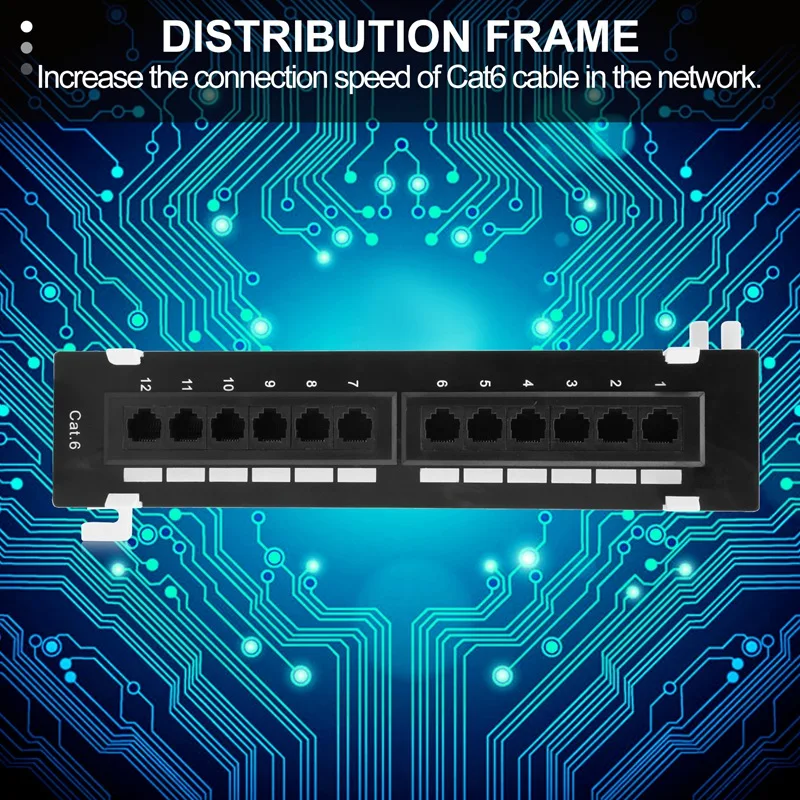 Network Tool Kit 12 Port Cat6 Patch Panel Rj45 Networking Wall Mount Rack Mount Bracket