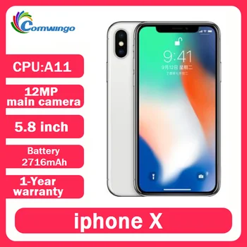 Unlocked Original iPhone X  5.8 inch 3GB RAM  Core iOS A11 Dual Camera Face recognition 4G LTE usedCellphone APPLE iphone x