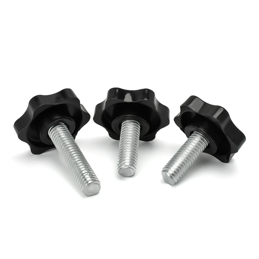 M4 M5 M6 M8 M10 M12 Carbon Steel Hand Knob Screws Bolt Plastic Star Shape Head Thread Clamping Thumb Handle Machine Screw Bolts hand knob screws