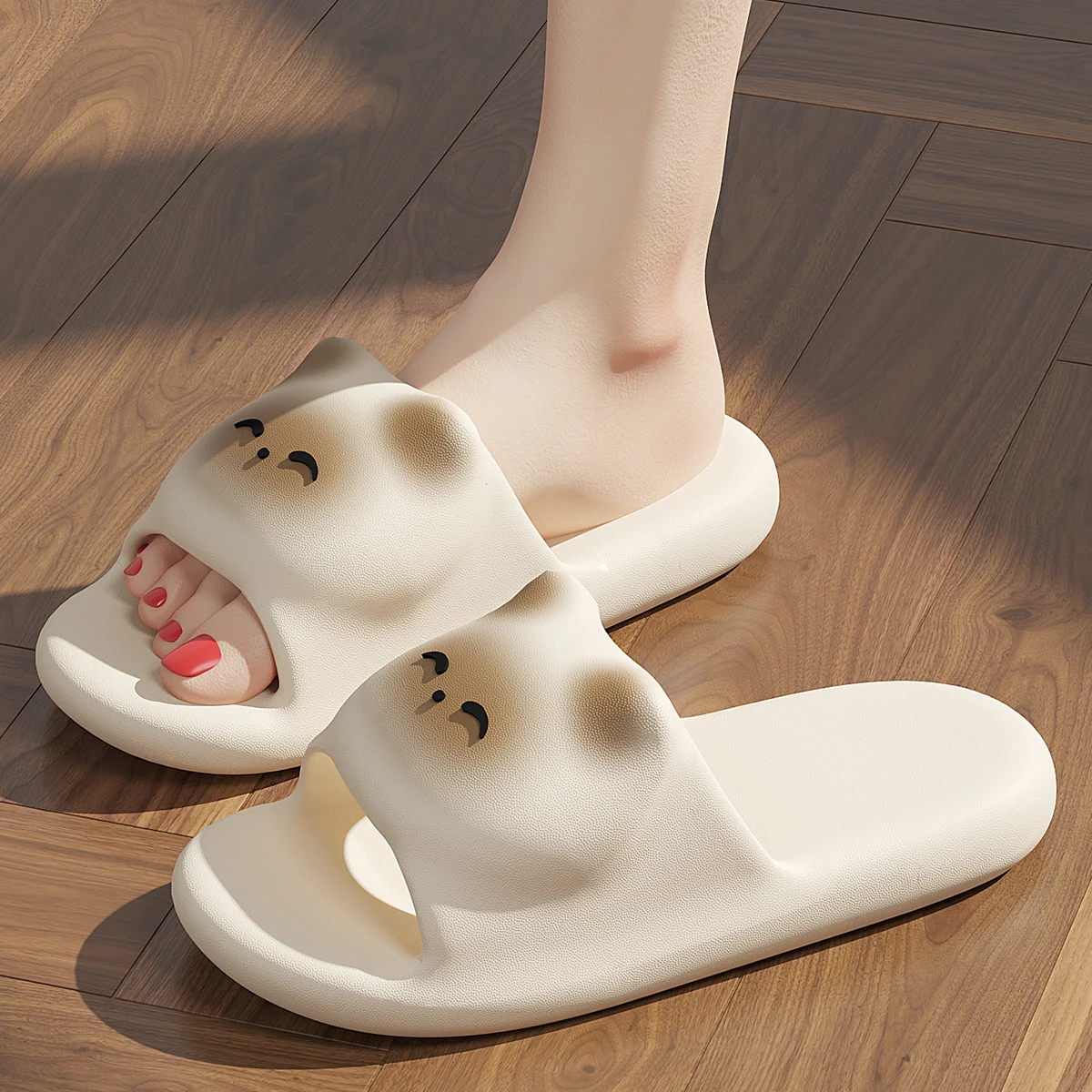 Ladies Slippers Cute Cartoon Siamese Cat 3D EVA Flat Bottom Non-slip Soft Comfortable Sandals Suitable For Women