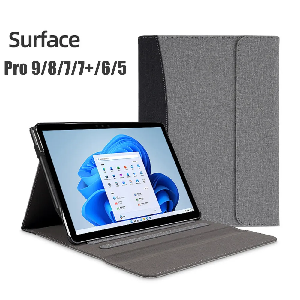 Étui En Cuir Pu Avec Pochette Pour Tablette Microsoft Surface Pro