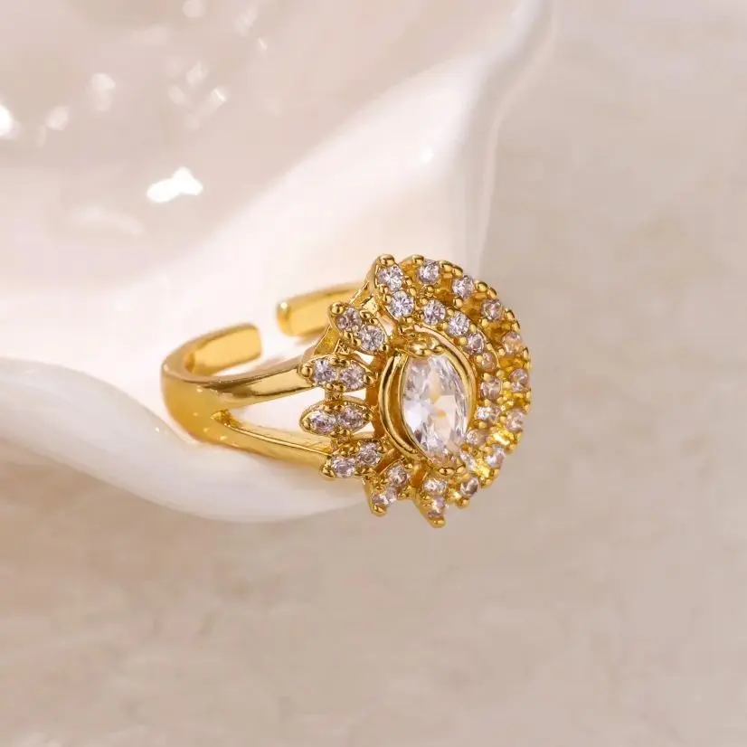 Zircon Evil Eye Rings Gold Color Finger Ring Women