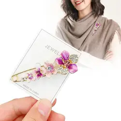 Versatile Shawl Flower Brooch Fashion Elegant Shiny Crystal Shawl Cloak Fastener Lapel Pin Scarf Dress Clothes Jewelry Accessory