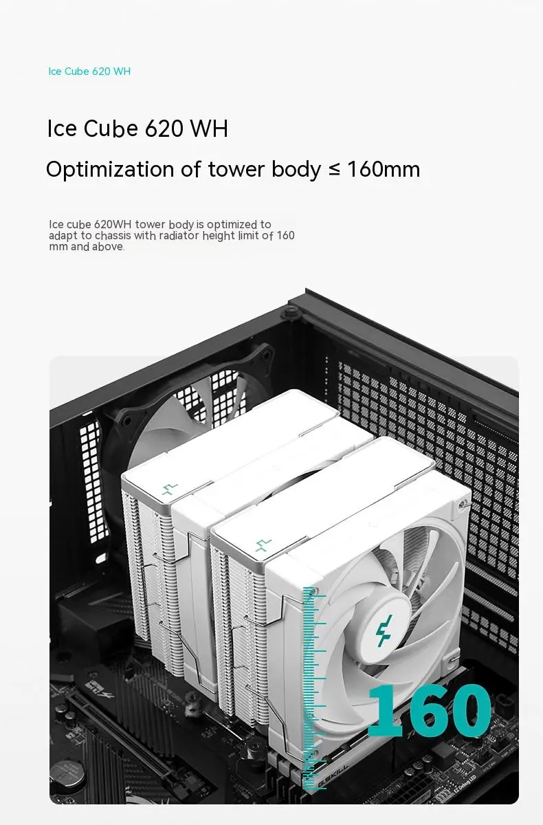 DeepCool AK620 ZERO DARK Twin Tower Radiator 6 Heat Pipes CPU Cooler Air Cooling