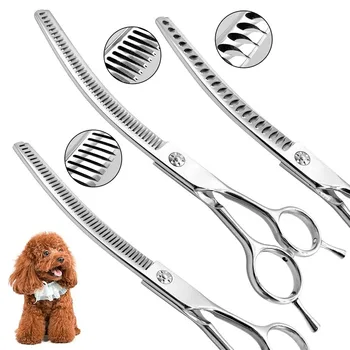 Professional Pet Grooming Scissors  7 inch Curved chunking Scissors For Dogs & Cats  Ideal For Diy Home Use
