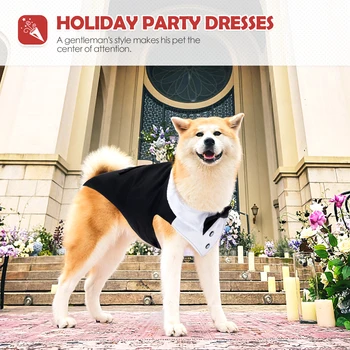 Dog Tuxedo Suit – Formal Wedding Bow Tie Outfit for Medium/Large Dogs 4