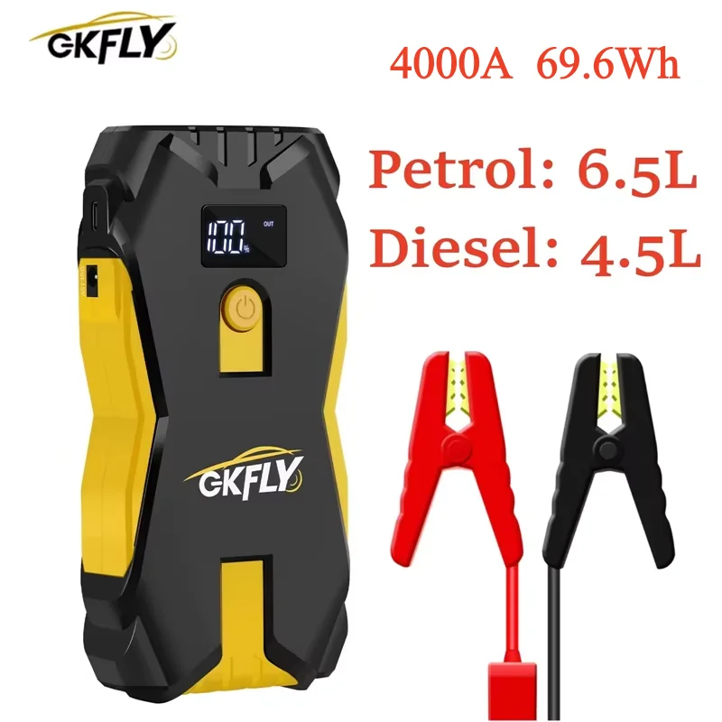 GKFLY 4000A Auto Starthilfe Power Bank 12V 69,6Wh Start Gerät Notfall Auto Batterie Ladegerät Booster Buster Für 6,5 L 5,0 L