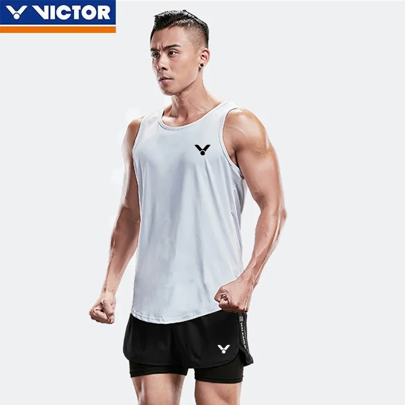 VICTOR Men's Badminton Professional Sports Fitness Running Quick-Drying Sleeveless Vest Set Sports Training Shorts