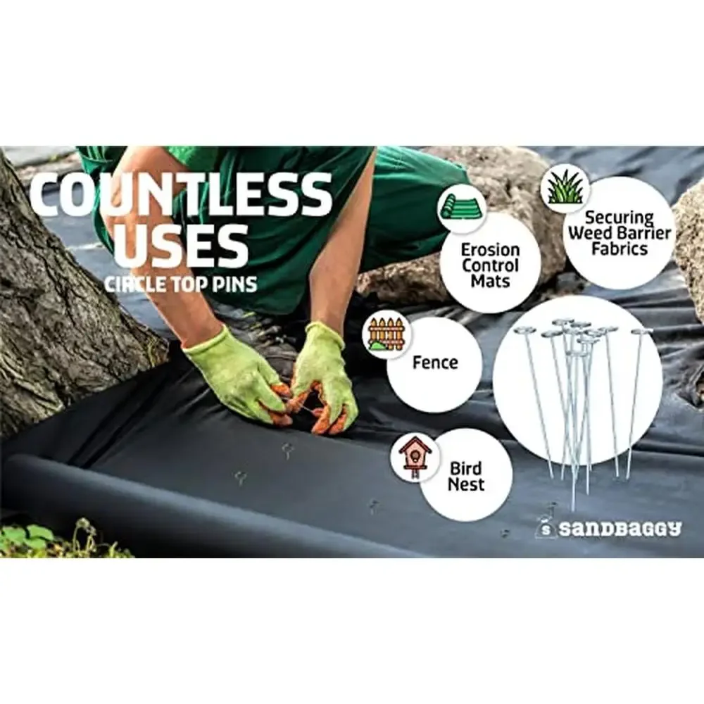 6" Circular Landscape Staples Industrial Grade Steel Holds 10X Better Made in USA (300 Pcs)