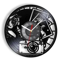 Photography Vinyl Record Wall Clock Home Decor Shutter Lens Film Camera Digital Retro Photo Shoot Art Photographer Wall Clock 1