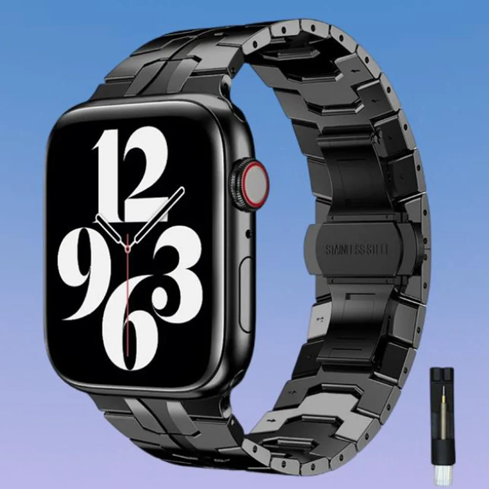 

Stainless Steel Strap for Apple Watch Band 45mm 44mm 49mm 42mm 40mm 41mm 38mm Bracelet for IWatch 8 7 Ultra 6 5 4 with Adjuster