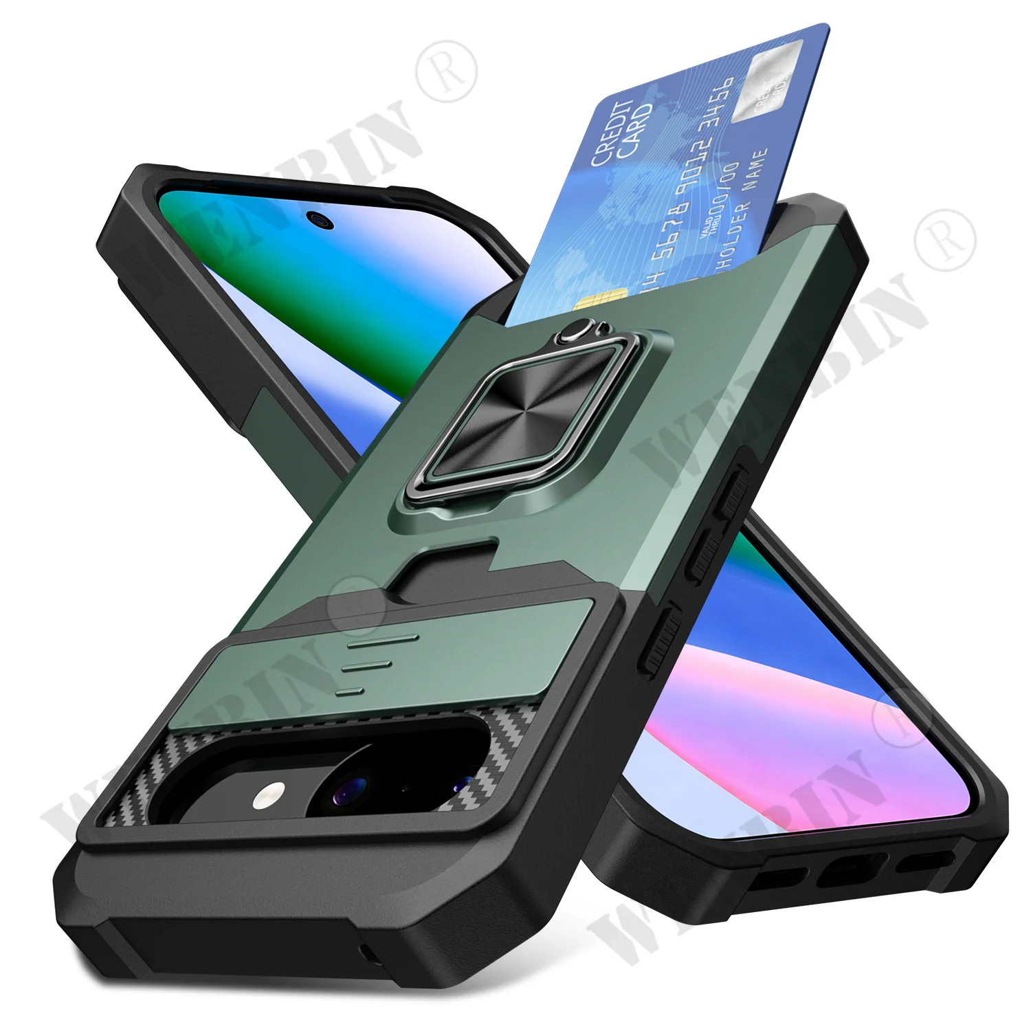 Heavy Duty Protective Case with Sliding Camera Cover and Card Clip
