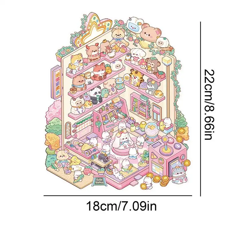 Cartoon Landscape Stickers 3D Visual Stereoscopic Room Decompression Scene Tent Sticker Handmade Stacking Scene Stickers