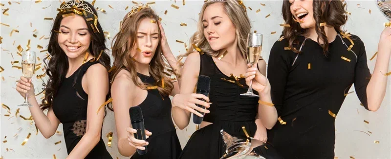 Description Picture 2 of itemKaraoke Bluetooth Speaker Portable 360 Stereo Surround Waterproof Wireless Subwoofer with 2 Mic Boombox K Song Singing Machine