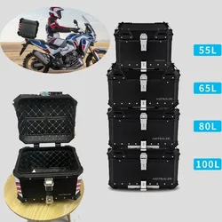 100L 80L 65L 55L Motorcycle Rear Top Luggage Trunk Tail Box Helmet Case Trunk Aluminum Key Lock Toolbox Waterproof Top Case