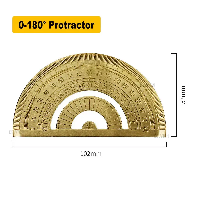 0-180 Degree Metal Brass Copper Protractor Office School Measuring Tool For Math Geography Art Drawing Design Stationery Supply