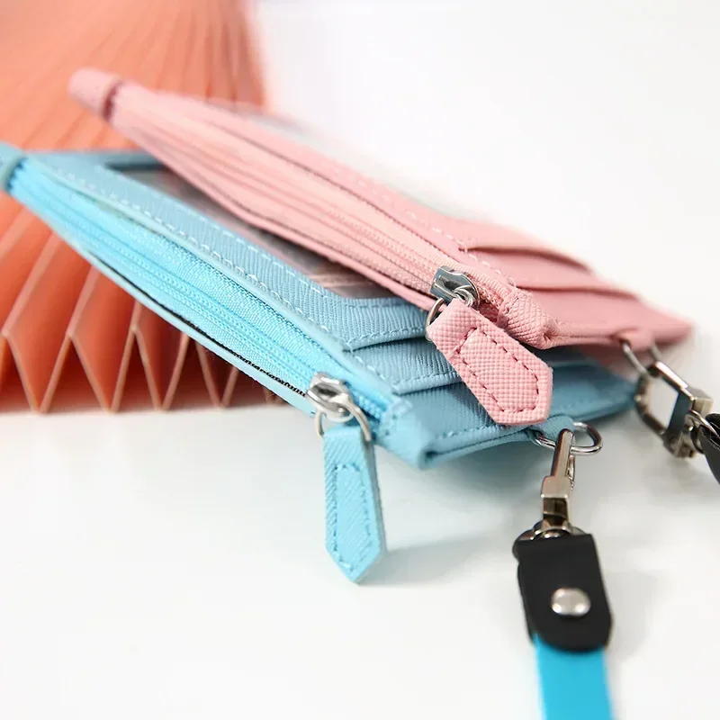 Premium PU Leather Lanyard Wallet with Card Holder & Coin Pouch