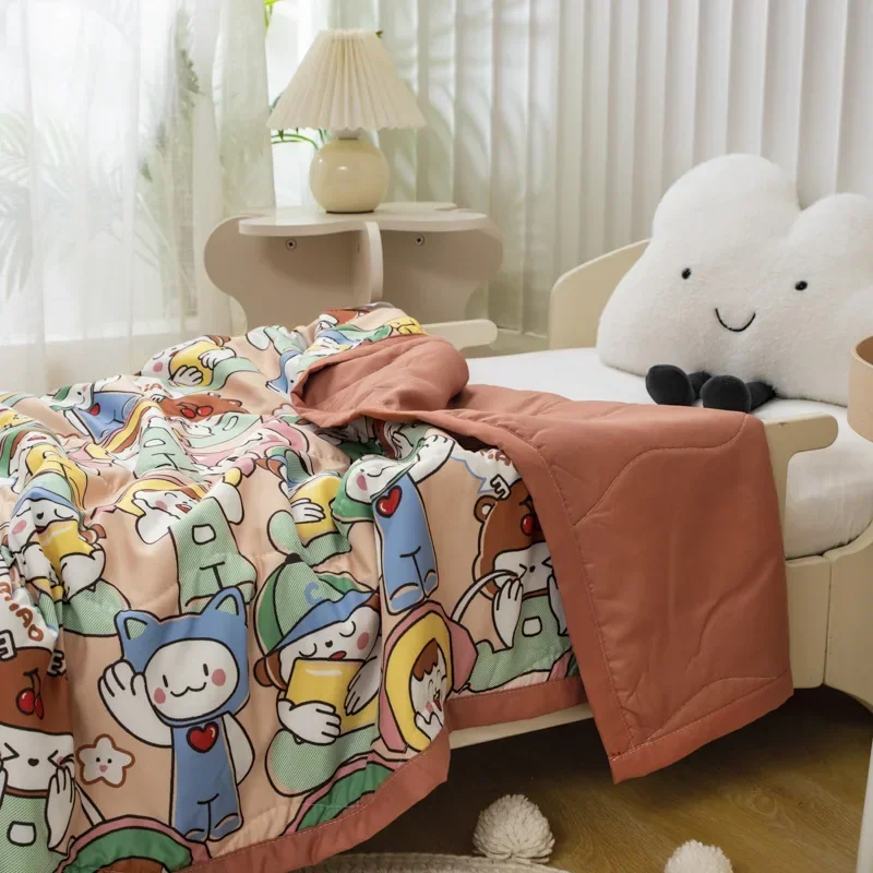 아동용 만화 패턴 용수철 여름 이불, 부드러운 통기성, 시원한 담요, A 등급 기계 세탁 가능, 아동 이불, 신제품 
