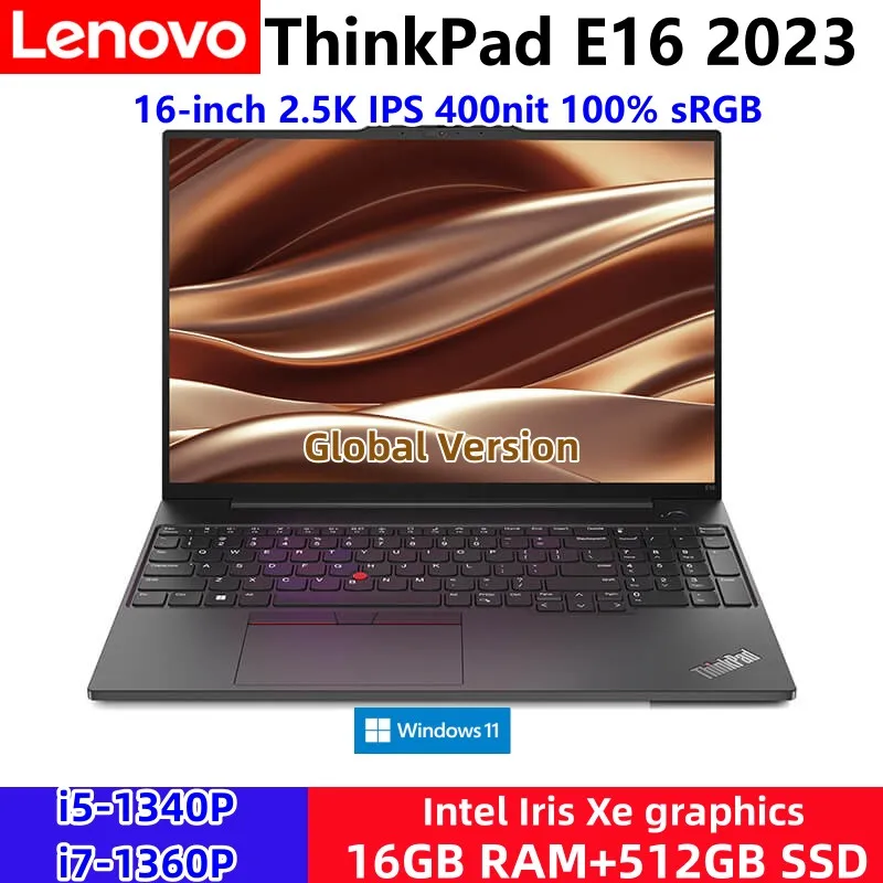 

Lenovo Laptop ThinkPad E16 2023 13th Gen i5-1340P/i7-1360P 16GB RAM+512GB SSD 16-Inch 2.5K IPS 400nit Screen Notebook PC Newest