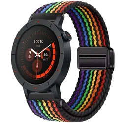 Premium Nylon Loop Watch Strap with Magnetic Closure - Universal Fit - Suunto Run - Race 2 (Black rainbow)