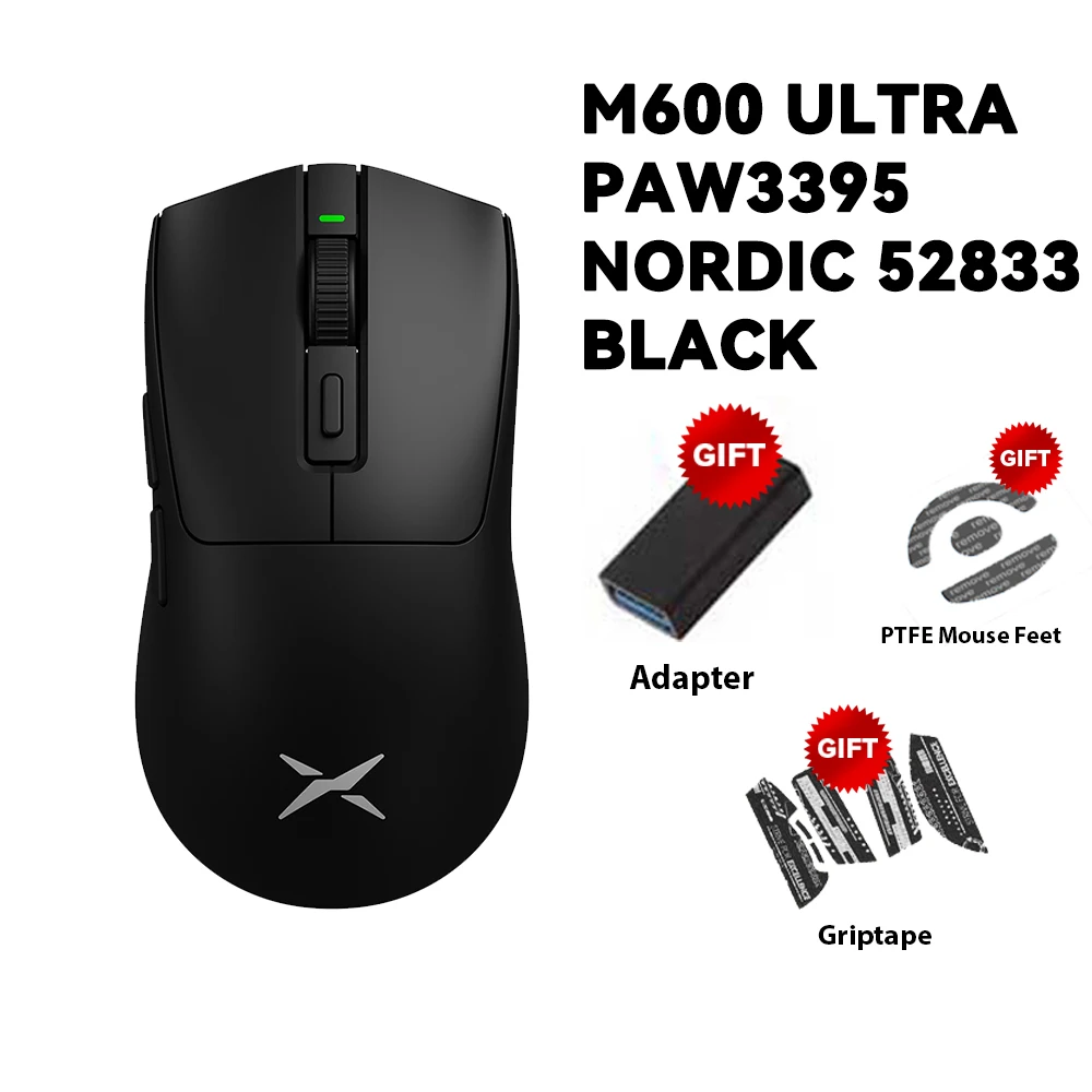 Delux Lightweight Dual Mode Wireless Gaming Mouse - 26000DPI Precision, Rechargeable
